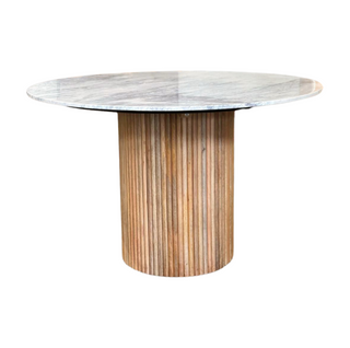 Karlen Round Dining Table, side, dining table round, marble, 48" dining table, mango wood, handmade, sustainable furniture, liamandlana.com