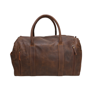 Zoe Leather Duffle Bag - Dark Brown, front side, duffle bag, duffle bag leather, travel bag, weekend bag, men's duffle bag, women's duffle bag, genuine leather, handmade bag, luxury bag, fashion, liamandlana.com