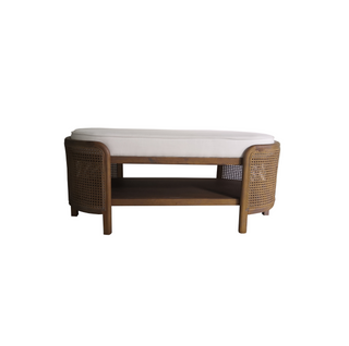 Oda Bench, front side, banches, bedroom bench, entryway bench, bench with storage, rattan bench, living room bench, sustainable furniture, liamandlana.com