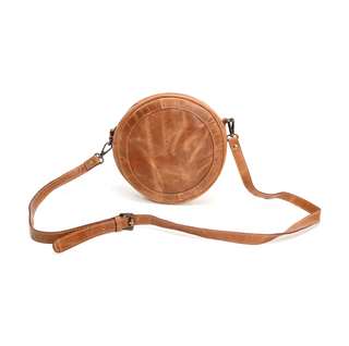 Ruby Leather Round Bag, front side, crossbody bags, crossover bags, sling bag, round lether cross body bag, round bag, leather crossbody, luxury bag, handmade bag, genuine leather, liamandlana.com