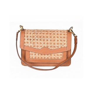 Shea Saddle Bag, front side, saddle bag, saddle bag leather, rattan purses, cane handbag, woman's bag, purse, shoulder bag, handmade bag, liamandlana.com