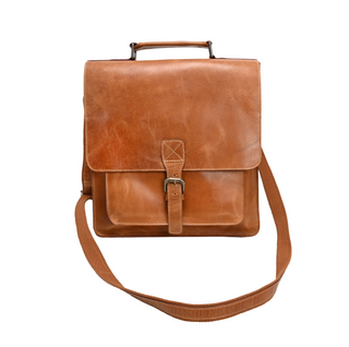 Monte Messenger Bag - Tan Brown, front side, messenger bag. bags messenger, leather messenger bag, leather messenger, leather bag, genuine leather, luxury bags, fashion, handmade bag, liamandlana.com