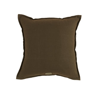 Raina Woven Pillow - Olive 20" x 20", back side, handwoven pillow, handmade pillow, suede pillow, decorative pillow, green throw pillow, olive pillow, zipper closure, down feather insert, liamandlana.com
