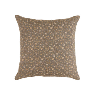 Nora Pillow - 22" x 22", front side, throw pillow, decorative, linen, botanical block print, blue accent pillow, handmade, sustainable, fill included, liamandlana.com