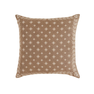Sierra Pillow 22" x 22", front side, throw pillow, brown, decorative, linen, block-printed, bandana, handmade, sustainable, fill included liamandlana.com