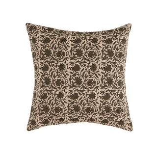 Skye Pillow - 22" x 22", front side, throw pillow, decorative, brown pillow, linen, botanical block print, handmade pillow, sustainable, fill included, liamandlana.com