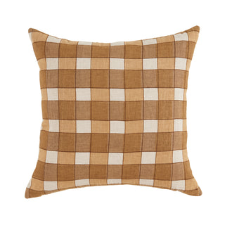 Ezra Pillow 22" x 22" - Wheat, front side, throw pillow, linen, plain pillow, brown, beige, sustainable, fill included, liamandlana.com
