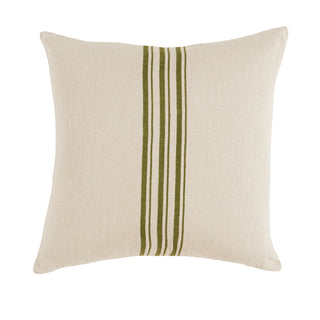 Quinn Pillow 22" x 22" - Green, front side, linen, decorative, green, handmade, sustainable, block-printed, fill included liamandlana.com