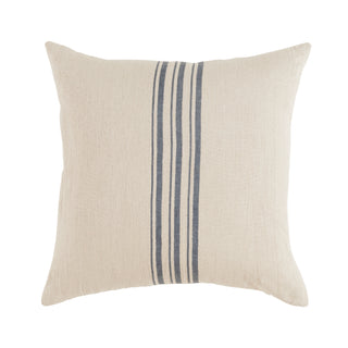 Quinn Pillow 22" x 22" - Blue, front side, linen, decorative, blue, handmade, sustainable, block-printed, fill included liamandlana.com