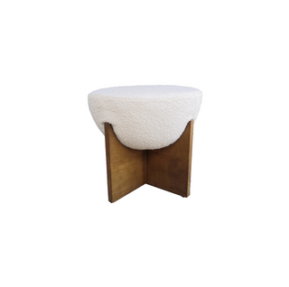 Mushroom Ottoman, back side, pouf otttomans, ottoman pouf, poufs, ottoman, living room ottoman, boucle fabric, handmade, solid wood frame, liamandlana.com