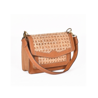Shea Saddle Bag, side angle, saddle bag, saddle bag leather, rattan purses, cane handbag, woman's bag, purse, shoulder bag, handmade bag, liamandlana.com