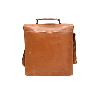Monte Messenger Bag - Tan Brown, back side, messenger bag. bags messenger, leather messenger bag, leather bag, genuine leather, luxury bags, fashion, handmade bag, liamandlana.com