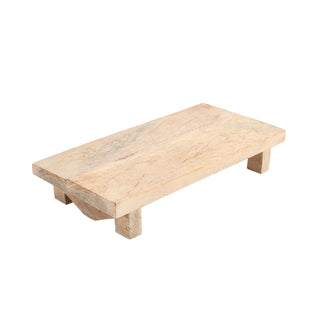 Reclaimed Wood Bajot, side angle, cutting board, wood cutting boards, cutting board wood, reclaimed wood board, serving board, wood riser, tabletop accessory, decor, natural wood grain, handmade, liamandlana.com