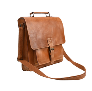 Monte Messenger Bag - Tan Brown, side angle, messenger bag. bags messenger, leather messenger bag, leather bag, genuine leather, luxury bags, fashion, handmade bag, liamandlana.com