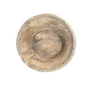 Recycled Wood Bowl - Large, top angle, wood bowl, wooden bowls, decorative bowl, reclaimed wood bowl, dough bowl, handmade bowl, natural wood grain, one-of-a-kind bowl, tabletop accessory, decor, liamandlana.com