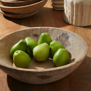 Recycled Wood Bowl - Large, styled shot, wood bowl, wooden bowls, decorative bowl, reclaimed wood bowl, dough bowl, handmade bowl, natural wood grain, one-of-a-kind bowl, tabletop accessory, decor, liamandlana.com