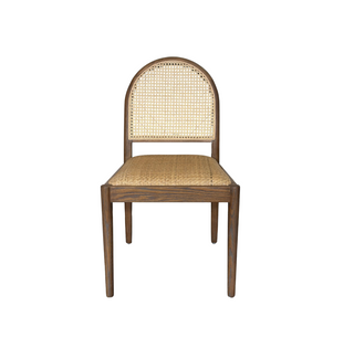 Archer Dining Chair, front side, dining chair, dining room chairs, rattan dining chair, curved dining char, rounded dining chair, arched back chair, woven dining chair, sustainable furniture, handmade chair, liamandlana.com
