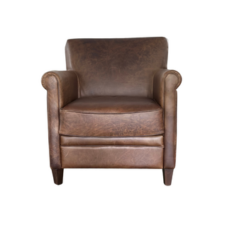 Alma Club Chair - Waco Tobacco, front side, leather chair, club chair, top grain leather, accent chair, living room, luxury furniture, liamandlana.com
