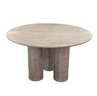 Brookhaven Dining Table, top angle, round mango wood, 53", sustainable, liamandlana.com