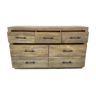 Clayton Dresser, opened, dresser, bedroom dresser, mango wood, 7 drawer dresser, organic modern, sustainable furniture, liamandlana.com