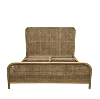 Jackson King Bed, front side, bed frame, mango wood, rattan, cane. organic modern, sustainable furniture, liamandlana.com