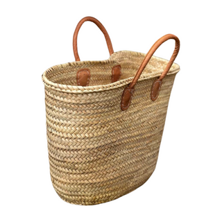 Market Basket, side angle, basket, baskets, storage basket, woven basket, market basket, woven storage basket, basket for blankets, blanket baskets, handmade baskets, home decor, natural materials, liamandlana.com