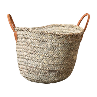 Firewood Basket, side angle, basket, baskets, storage basket, woven basket, market basket, woven storage basket, basket for blankets, blanket baskets, handmade baskets, home decor, natural materials, liamandlana.com