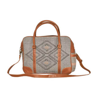 Freya Laptop Bag, front side, laptop bag, bag for laptops, women's laptop bag, work bag, tote bag, travel bag, laptop tote bag, work bag women's, hand-woven bag, kilim fabric, genuine leather, luxury bag, fashion, handmade bag, liamandlana.com