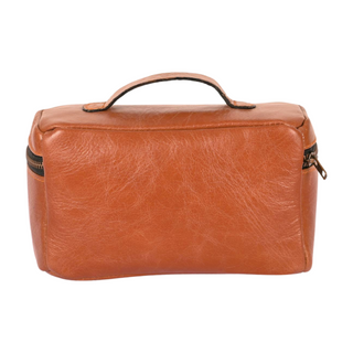 Clara Toiletry Bag w/ Handle, back side, toiletry bag, toiletries bag, men's toiletries bag, ments toletry bag leather, genuine leather, handmade bag, liamandlana.com