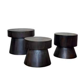 Mushroom Accent Table - Medium, collection, side table, end table, round, dark brown, mushroom, handmade, mango wood, liamandlana.com