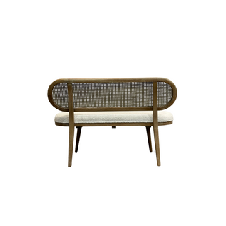 Oliver Bench, back side, benches, bedroom bench, entryway bench, rattan bench, boucle bench, coastal bench, sustainable furniture, living room bench, liamandlana.com