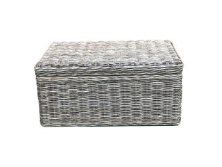 Blakely Coffee Table Trunk, front side, coffee tables, tables coffee ,coffee table storage, decorative coffee table, sustainable furniture, kubu weave, handmade table, modern organic, liamandlana.com