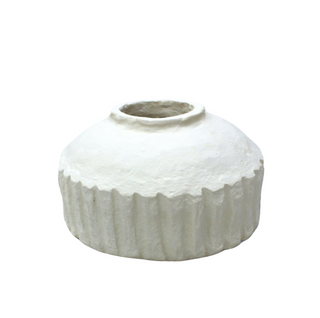 Paper Mache Ribbed Vase - Short, top angle, vase, vases, decorative vase, paper mache vase, textured vase, handmade paper mache, decor, liamandlana.com