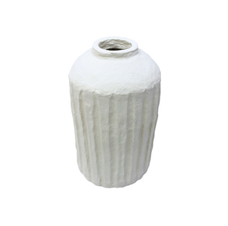 Paper Mache Ribbed Vase - Tall, top angle, vase, vases, decorative vase, paper mache vase, textured vase, handmade paper mache, decor, liamandlana.com
