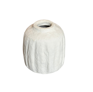 Paper Mache Ribbed Vase, top angle, vase, vases, decorative vase, paper mache vase, textured vase, handmade paper mache, decor, liamandlana.com