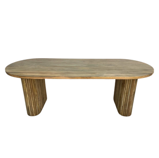 Serena Oval Dining Table, front side, dining table, dining room table, dining table oval, fluted base, natural finish, sustainable furniture, mango wood, handmade table, liamandlana.com