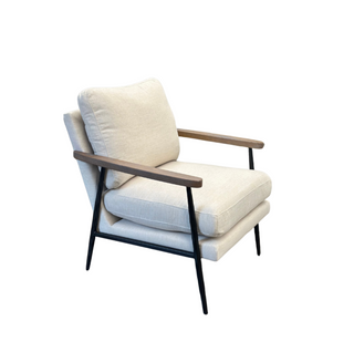 Steinbeck Chair - Marcia Natural, side angle, accent chair, living room chairs, white chair, upholstered chair, modern chair, luxury furniture, handmade chair, liamandlana.com