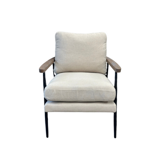 Steinbeck Chair - Marcia Natural, front side, accent chair, living room chairs, white chair, upholstered chair, modern chair, luxury furniture, handmade chair, liamandlana.com