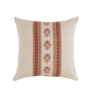 Chandra Pillow 22" x 22", front side, throw pillow, decorative, linen, burnt orange, sustainable, handmade, block-printed, fill included liamandlana.com
