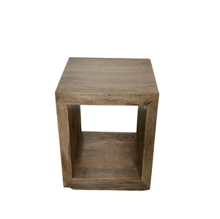 Cube Accent Table, top angle, side table, end table, mango wood, handmade, sustainable, Liamandlana.com