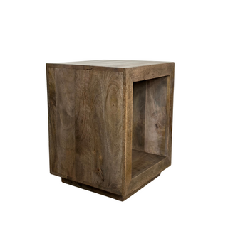 Cube Accent Table, side angle, side table, end table, mango wood, handmade, sustainable, Liamandlana.com
