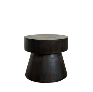 Mushroom Accent Table - Small, front side, side table, end table, round, dark brown, mushroom, handmade, mango wood, liamandlana.com