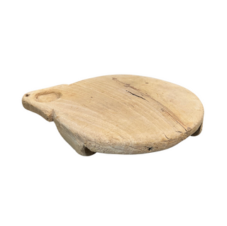 Wood Chaklota Stand - Large, front side, wood riser, wood stand, vintage wood riser, reclaimed wood stand, chapati board, chaklota stand, wood pedestal, tabletop accessory, decor, one-of-a-kind wood stand, plant stand, wood plant stand, natural wood grain, handmade, liamandlana.com