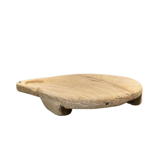 Wood Chaklota Stand - Large, side angle, wood riser, wood stand, vintage wood riser, reclaimed wood stand, chapati board, chaklota stand, wood pedestal, tabletop accessory, decor, one-of-a-kind wood stand, plant stand, wood plant stand, natural wood grain, handmade, liamandlana.com