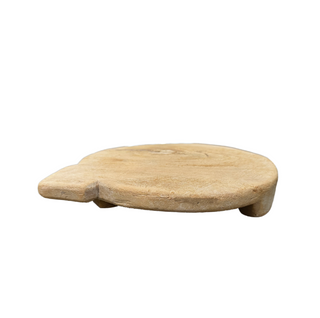 Wood Chaklota Stand - Small, side angle, wood riser, wood stand, vintage wood riser, reclaimed wood stand, chapati board, chaklota stand, wood pedestal, tabletop accessory, decor, one-of-a-kind wood stand, plant stand, wood plant stand, natural wood grain, handmade, liamandlana.com