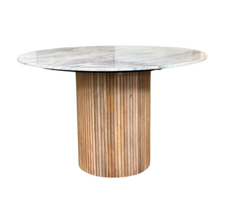 Karlen Round Dining Table, side, dining table round, marble, 48" dining table, mango wood, handmade, sustainable furniture, liamandlana.com 