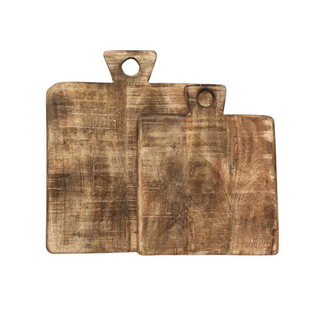 Rustic Serving Boards - Set of 2, front side, cutting board, wood cutting boards, cutting board wood, serving board, mango wood, natural harwood finish, cutting board with handle, tabletop accessory, decor, liamandlana.com 