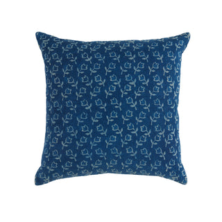 Anya Navy Pillow - 22" x 22", front side, block print pillow, linen pillow, handmade pillow, blue throw pillow, decorative pillow, zipper closure, down feather insert, liamandlana.com