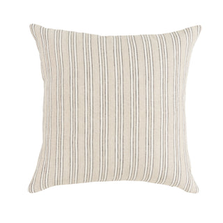 Beachy Natural Pillow 22" x 22", front side, handmade pillow, linen pillow, throw pillow, decorative pillow, striped pillow, zipper closure, down feather insert, liamandlana.com