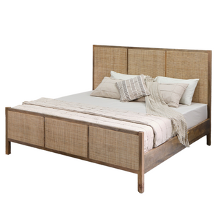 Martley King Bed, front side, bed frame, wood bed frame, rattan, king bed, sustainable furniture, liamandlana.com 